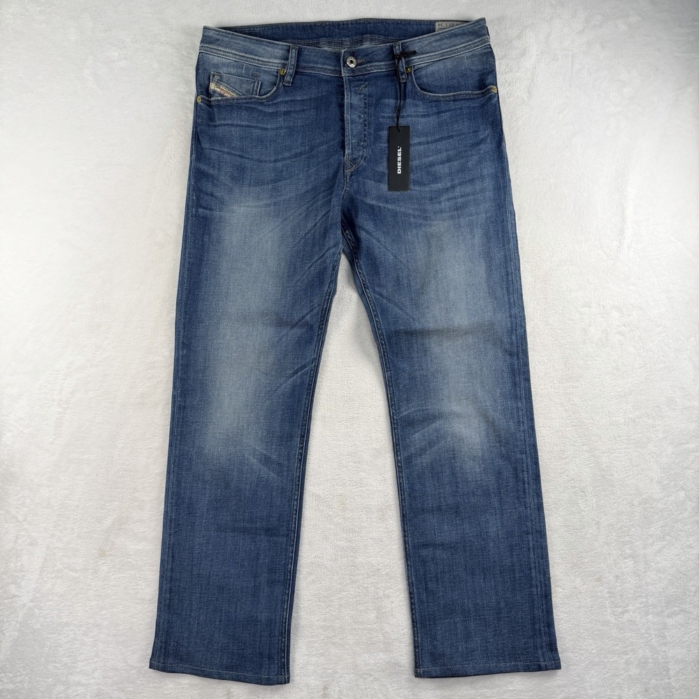 NWT Diesel Waykee Jeans Men 33x29 Straight Leg Stretch Faded USA U665H Button